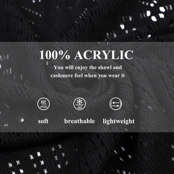 Knit Shawl Wrap for Women - Soul Young Ladies Fringe Knitted Poncho Cardigan Cap - Picture 5 of 7